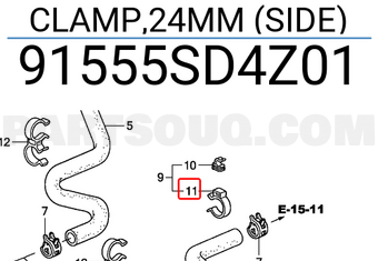 Honda 91555SD4Z01 CLAMP,24MM (SIDE)