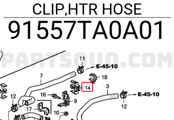 Honda 91557TA0A01 CLIP,HTR HOSE