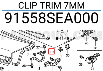 Honda 91558SEA000 CLIP TRIM 7MM