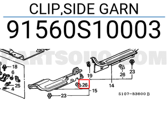 Honda 91560S10003 CLIP,SIDE GARN