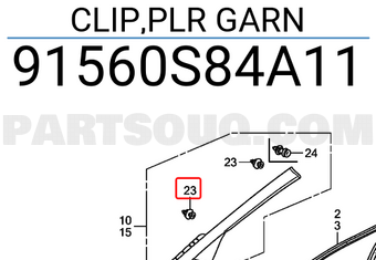 Honda 91560S84A11 CLIP,PLR GARN