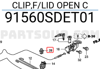 Honda 91560SDET01 CLIP,F/LID OPEN C