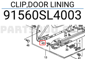 Honda 91560SL4003 CLIP,DOOR LINING