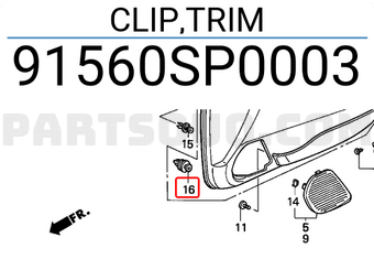 Honda 91560SP0003 CLIP,TRIM