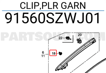Honda 91560SZWJ01 CLIP,PLR GARN