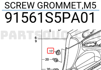 Honda 91561S5PA01 SCREW GROMMET,M5