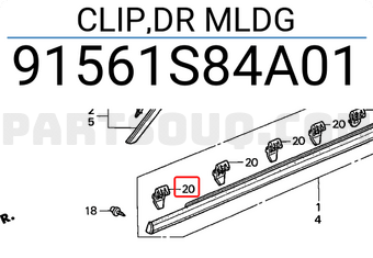 Honda 91561S84A01 CLIP,DR MLDG