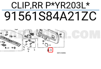 Honda 91561S84A21ZC CLIP,RR P*YR203L*