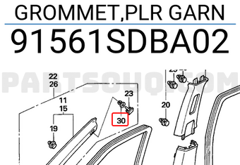 Honda 91561SDBA02 GROMMET,PLR GARN
