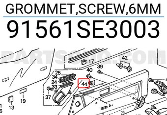 Honda 91561SE3003 GROMMET,SCREW,6MM