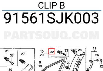 Honda 91561SJK003 CLIP B