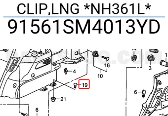 Honda 91561SM4013YD CLIP,LNG *NH361L*
