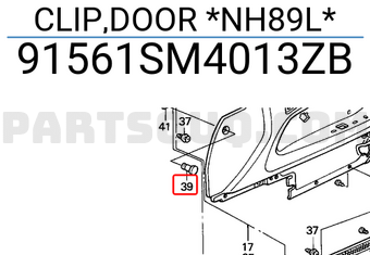 Honda 91561SM4013ZB CLIP,DOOR *NH89L*
