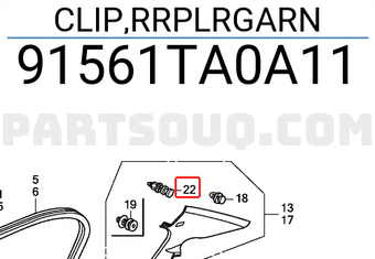 Honda 91561TA0A11 CLIP,RRPLRGARN