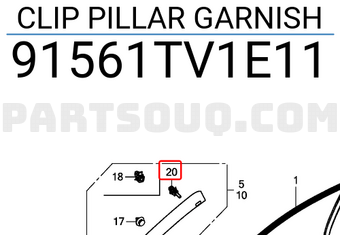 Honda 91561TV1E11 CLIP PILLAR GARNISH