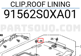 Honda 91562S0XA01 CLIP,ROOF LINING