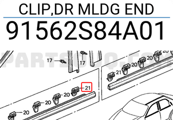 Honda 91562S84A01 CLIP,DR MLDG END