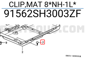 Honda 91562SH3003ZF CLIP,MAT 8*NH-1L*