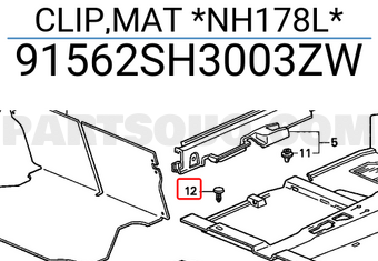 Honda 91562SH3003ZW CLIP,MAT *NH178L*