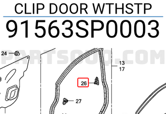 Honda 91563SP0003 CLIP DOOR WTHSTP