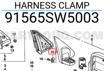 Honda 91565SW5003 HARNESS CLAMP