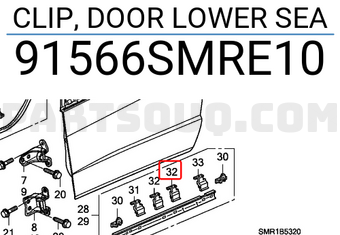 Honda 91566SMRE10 CLIP, DOOR LOWER SEA