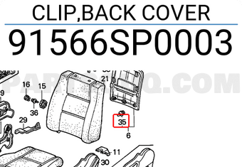 Honda 91566SP0003 CLIP,BACK COVER