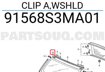 Honda 91568S3MA01 CLIP A,WSHLD