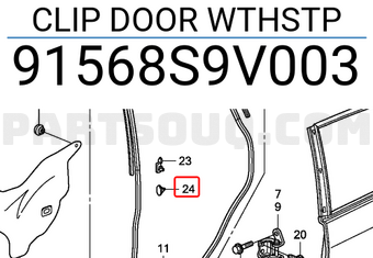 Honda 91568S9V003 CLIP DOOR WTHSTP