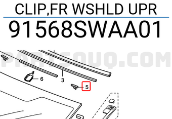 Honda 91568SWAA01 CLIP,FR WSHLD UPR