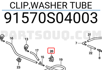 Honda 91570S04003 CLIP,WASHER TUBE