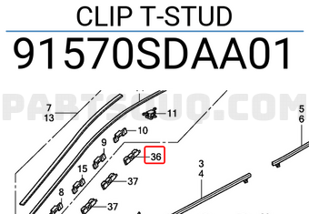 Honda 91570SDAA01 CLIP T-STUD
