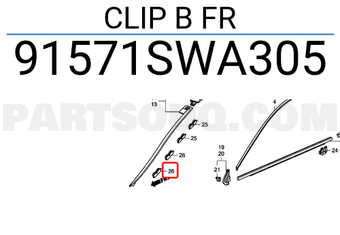 Honda 91571SWA305 CLIP B FR