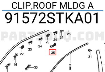 Honda 91572STKA01 CLIP,ROOF MLDG A