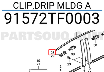 Honda 91572TF0003 CLIP,DRIP MLDG A