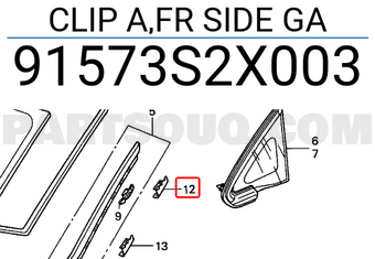 Honda 91573S2X003 CLIP A,FR SIDE GA
