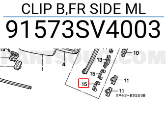 Honda 91573SV4003 CLIP B,FR SIDE ML