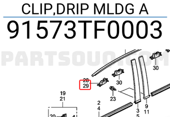 Honda 91573TF0003 CLIP,DRIP MLDG A