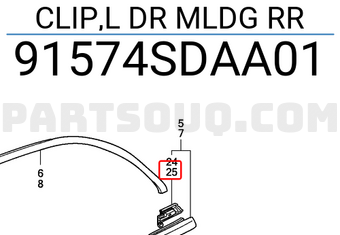 Honda 91574SDAA01 CLIP,L DR MLDG RR