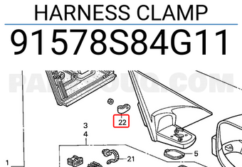 Honda 91578S84G11 HARNESS CLAMP