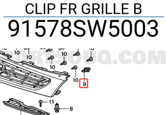 Honda 91578SW5003 CLIP FR GRILLE B