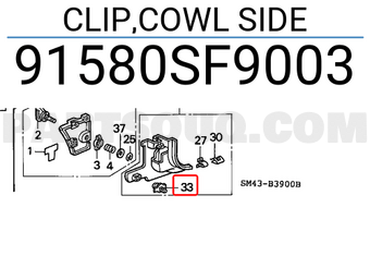 Honda 91580SF9003 CLIP,COWL SIDE