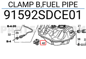 Honda 91592SDCE01 CLAMP B,FUEL PIPE