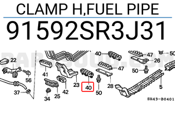 Honda 91592SR3J31 CLAMP H,FUEL PIPE