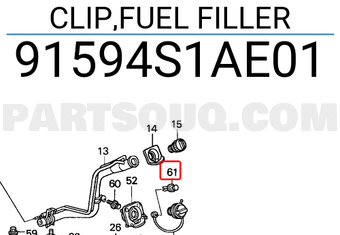 Honda 91594S1AE01 CLIP,FUEL FILLER