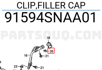 Honda 91594SNAA01 CLIP,FILLER CAP