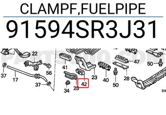Honda 91594SR3J31 CLAMPF,FUELPIPE