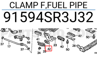 Honda 91594SR3J32 CLAMP F,FUEL PIPE