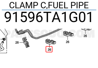 Honda 91596TA1G01 CLAMP C,FUEL PIPE