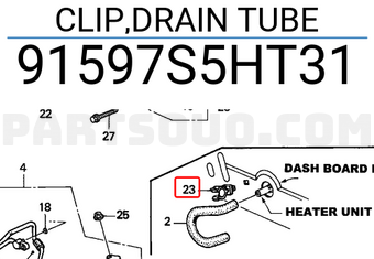 Honda 91597S5HT31 CLIP,DRAIN TUBE